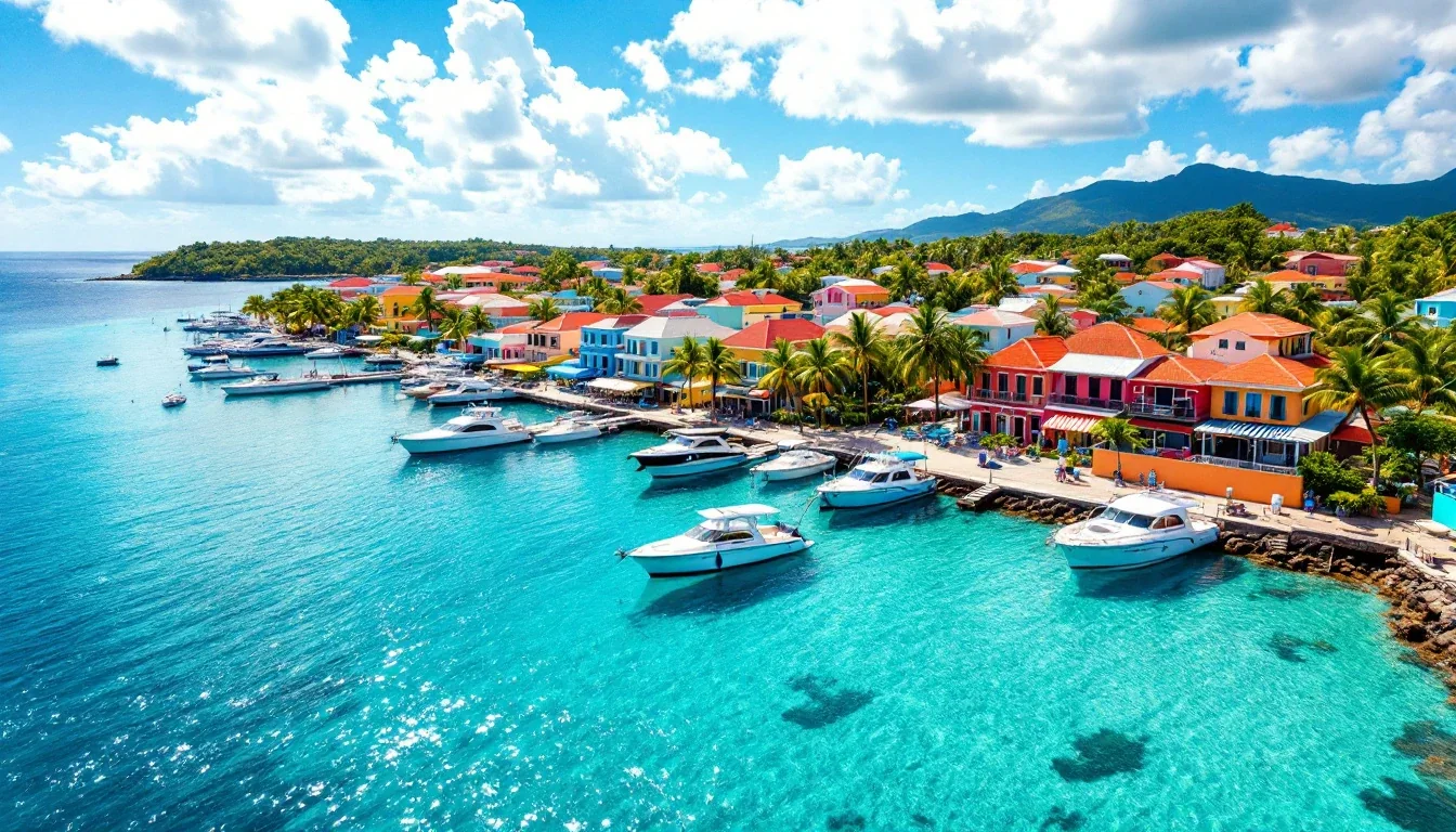 Vue aérienne du front de mer de Pointe-à-Pitre en Guadeloupe