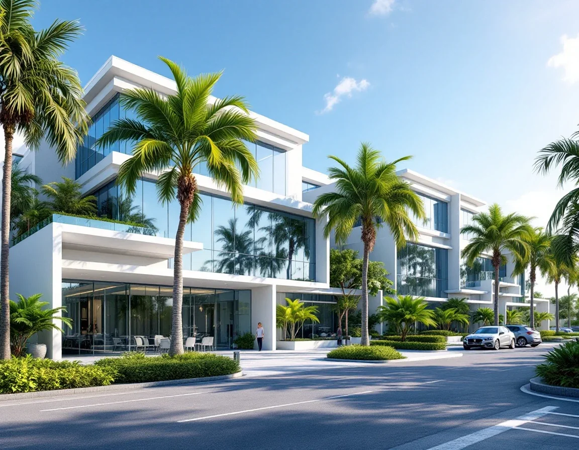 Zone d'activités de Jarry en Guadeloupe avec immeubles de bureaux