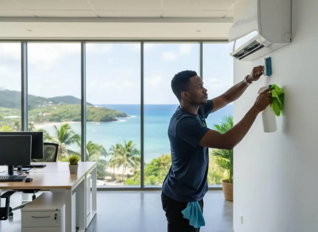 nettoyage climatiseur dans un bureaubureau 