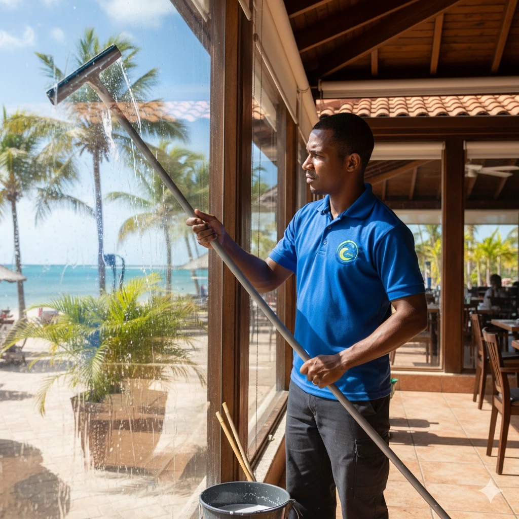 nettoyage vitre restaurant guadeloupe